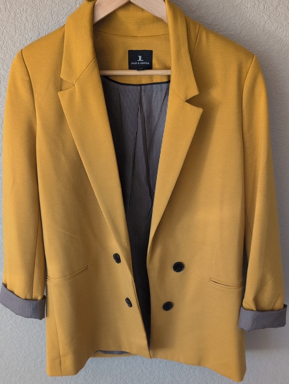 Jules & Leopold Women's Mustard Blazer with Black Buttons